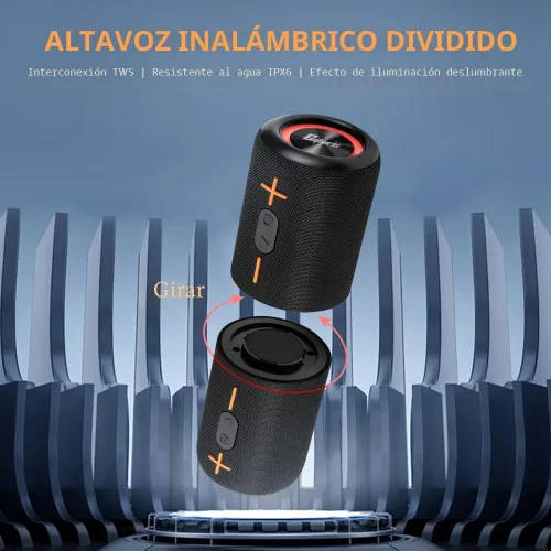 Miniatura 2 de CYBORIS 2 en 1 Altavoz Bluetooth Portátil Separable, Altavoz Inalámbrico Separable Impermeable Bluetooth V5.3 con Sonido Estéreo Fuerte de 20 W