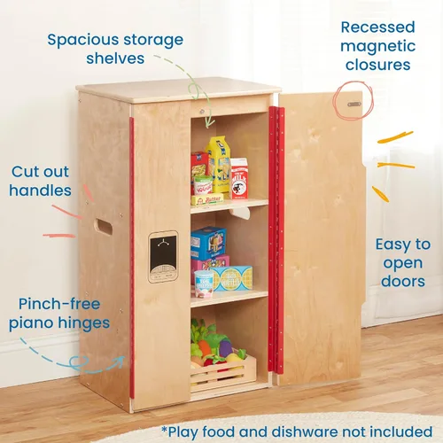 Miniatura 4 de ECR4Kids Refrigerador de Cocina de Juguete, Juego de Madera, Natural