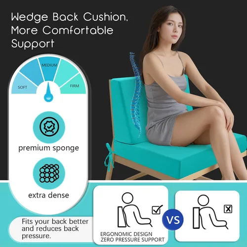 Miniatura 2 de Cojines de exterior para muebles de patio, cojín de asiento y respaldo al aire libre, cojines impermeables de repuesto para asiento profundo