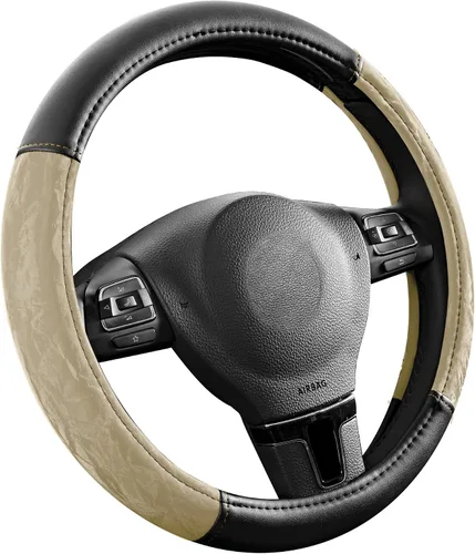 Miniatura 2 de PIC AUTO Funda para volante, protector de volante de automóvil de cuero de grano de seda, agarre cómodo, universal de 14.5 a 15.5 pulgadas