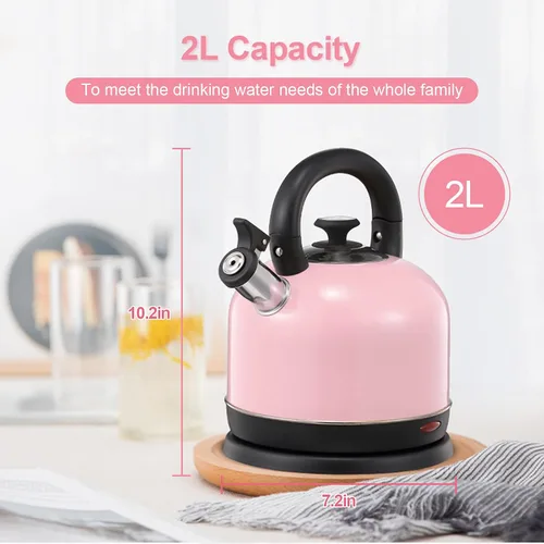 Miniatura 8 de Caldera de temperatura eléctrica, de acero inoxidable de 2 litros, con termómetro para té y café, 1200 W, apagado automático, protección contra
