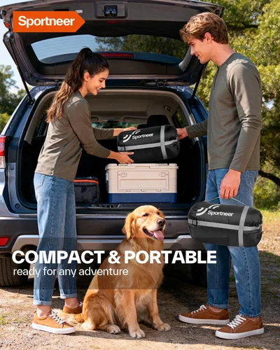 Miniatura 8 de Sportneer Saco de dormir portátil para adultos y niños - Caminable con cremalleras en los brazos, clima cálido e impermeable frío, compacto