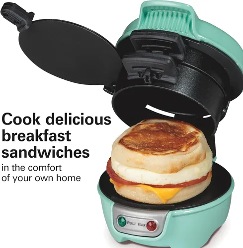 Miniatura 3 de Hamilton Beach Máquina para Sándwiches de Desayuno con Anillo para Cocinar Huevos, Ingredientes Personalizables, Perfecto para Muffins Ingleses