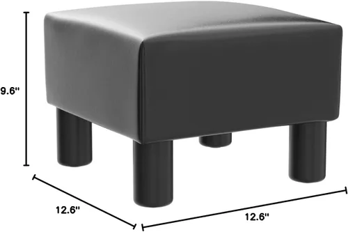 Miniatura 2 de Joveco Taburete pequeño otomano, reposapiés cuadrado de piel sintética con patas antideslizantes, reposapiés para sofá, asiento adicional para sala