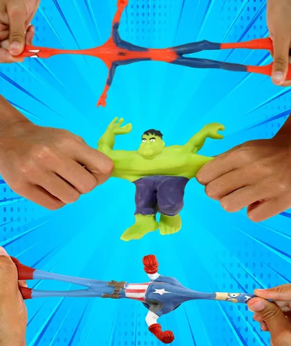 Miniatura 4 de JA-RU 1 héroe seleccionado al azar Marvel Avengers juguetes elásticos héroes aplastables y tirables Juguetes Hulk Capitán América y Spiderman