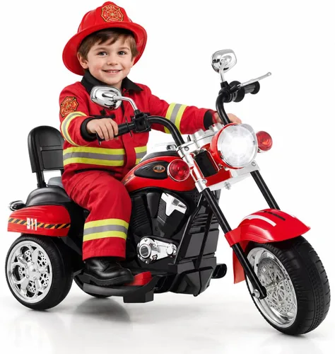 Miniatura 14 de HONEY JOY Motocicleta para niños, mini moto eléctrica de 3 ruedas con batería de 6 V, juguete de paseo con claxon y faro, pedal de pie, para niños
