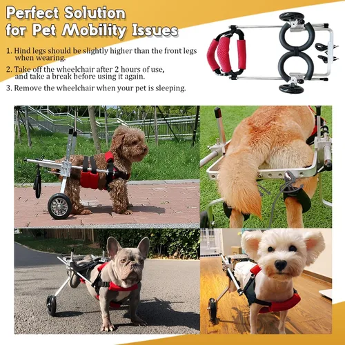 Miniatura 6 de Silla de ruedas para perros para patas traseras, carritos ajustables para perros con ruedas, silla de ruedas pequeña para perros con patas traseras