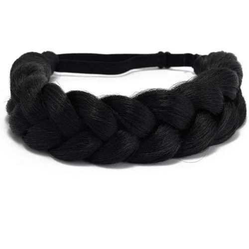 Miniatura 7 de Diadema trenzada de 3 hebras de pelo sintético trenzado grueso grueso grueso elástico diadema ropa señoras belleza