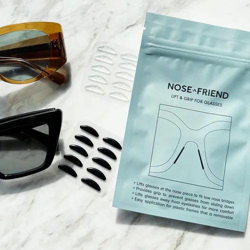 Miniatura 8 de NOSE FRIEND® 10 pares (negro y transparente), almohadillas de nariz de 0.047 pulgadas (0.047 in) de grosor para gafas, antideslizantes, puente