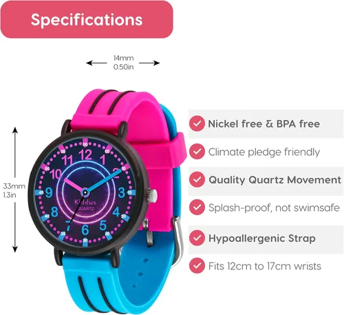 Miniatura 6 de Kiddus Reloj para niños, niños y niñas, reloj de aprendizaje de tiempo para niños, primer reloj de pulsera a partir de 5 años, manecillas de horas