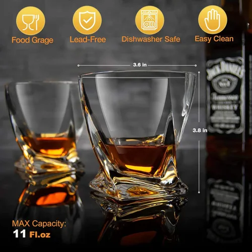 Miniatura 4 de Mfacoy Juego de 4 vasos de whisky al estilo antiguo