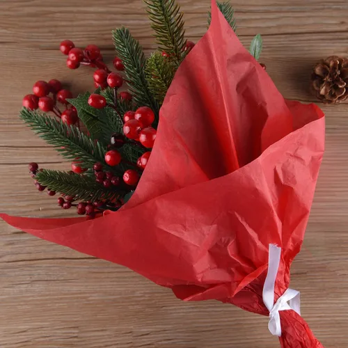 Miniatura 5 de MIAHART 60 hojas de papel de seda navideño a granel 50x35cm, papel de regalo rojo y verde para DIY y bolsas de regalo para manualidades y decoración