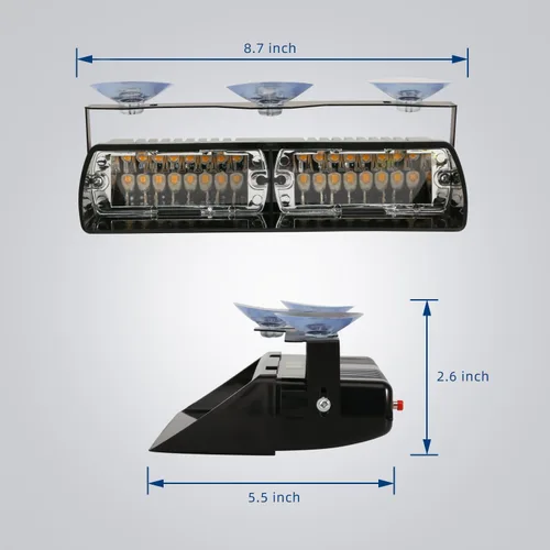 Miniatura 6 de Luz estroboscópica de emergencia LED ámbar/blanca para camiones y vehículos, 16 LEDs 12V, barra de luces de advertencia de seguridad intermitentes