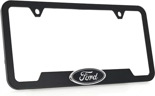 Miniatura 3 de Ford Logo 3D en negro de plástico ABS, soporte para matrícula con 2 agujeros (Negro/A)