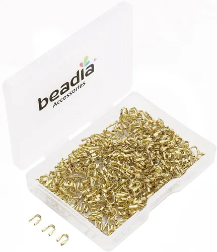 Miniatura 13 de BEADIA - Hebilla de línea de pesca cilíndrica chapada en oro de 14 quilates, tapas de extremo de 3.2 mm, 30 piezas para hacer joyas