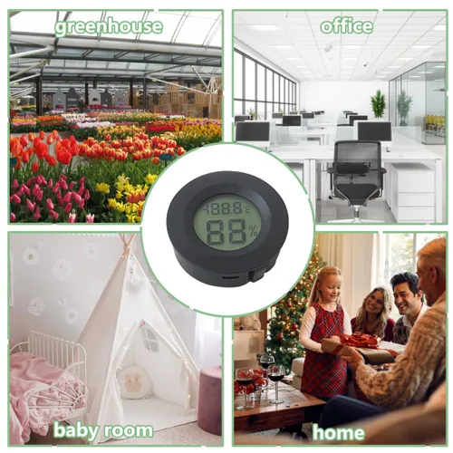 Miniatura 4 de 6-Pack Round Hygrometer Thermometer Digital Humidity Meter Indoor/Outdoor Humidity Monitor Reptile Hygrometer for Warehouse Greenhouse Humidors