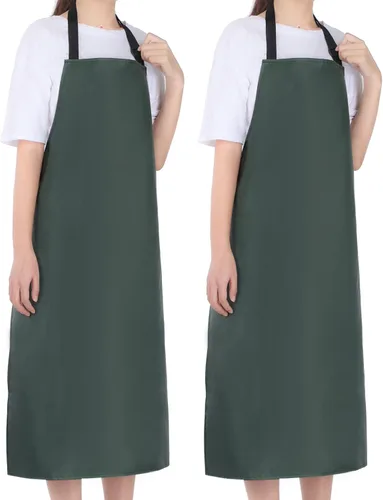 Gotega Waterproof Rubber Vinyl Apron Adjustable Dishwasher Apron - Apron for Women Men Heavy Duty Work Apron Verde
