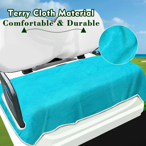 Miniatura 2 de YOKYHOM Fundas de asiento de carrito de golf para 2/4 plazas, manta de toalla de asiento de microfibra, mantiene los asientos frescos, limpios