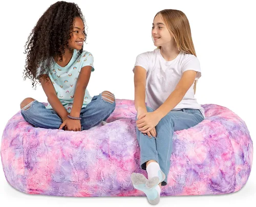 Jaxx Sofa Saxx - Puf de 4 pies, piel sintética, color rosa unicornio Piel sintética - Unicornio Rosa