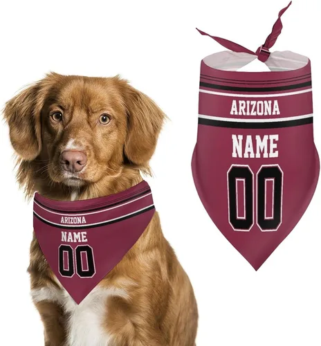 Arizona - Bandana de fútbol para perro, diseño personalizado, número de nombre, regalos para gatos