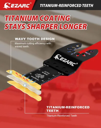 Miniatura 3 de EZARC Hojas de sierra oscilante de titanio, cuchillas multiherramienta oscilantes para metal, clavos de madera, corte de tornillos, plástico