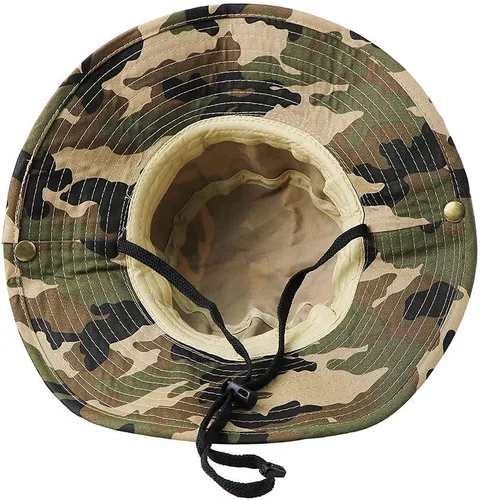 Miniatura 5 de Sombrero de camuflaje para niños con protección UV Camo-Boonie con correa para la barbilla, sombrero de pescador para pesca al aire libre para 5-14