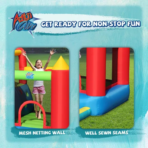 Miniatura 6 de Casa de rebote inflable Action Air con soplador, gran área de salto y tobogán, castillo hinchable duradero y extra grueso para niños, diversión