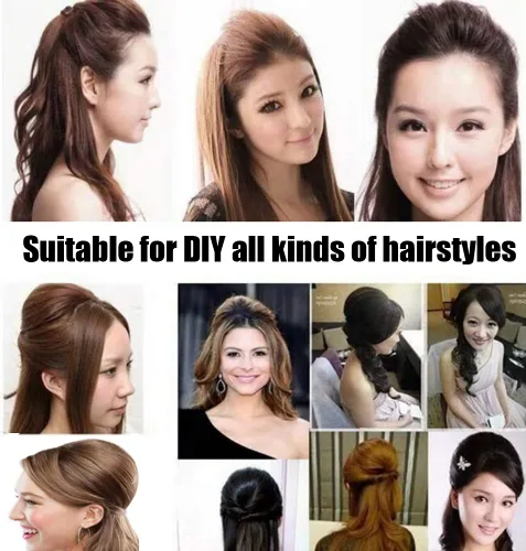 Miniatura 5 de 3 piezas de moño para el cabello, clip invisible para el cabello, base de volumen para mujeres, almohadilla de pelo esponjoso, herramienta