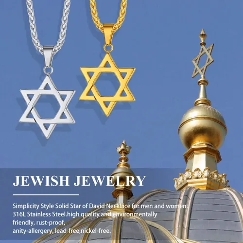 Miniatura 2 de Richsteel Star of David Necklaces for Women Mens Stainless Steel18K Gold Plated Hexagram Pendant Jewish Israel Jewelry