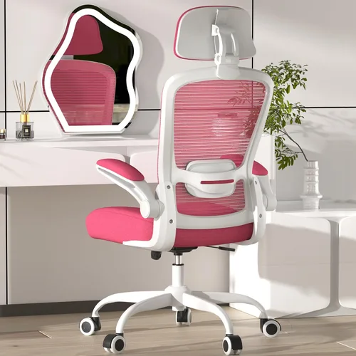 Miniatura 23 de Mimoglad Silla de oficina, silla de escritorio ergonómica de respaldo alto con soporte lumbar ajustable y reposacabezas, silla giratoria con Orquídea