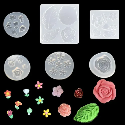 6 moldes de silicona de flores 3D, mini moldes de resina de hoja de flor, colgantes de joyería, juego de moldes de resina epoxi para resina UV,