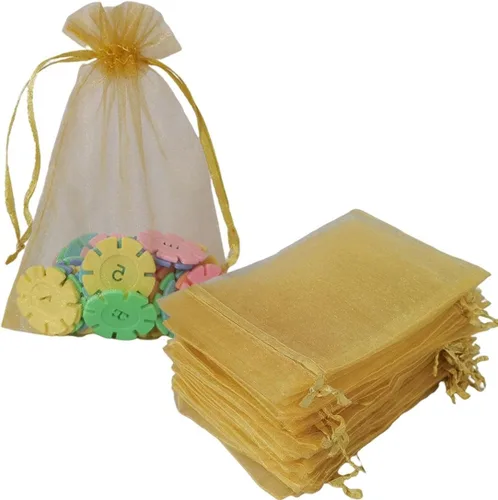 Miniatura 24 de Paquetes de 50 bolsas de organza de regalo de 4 x 6 pulgadas, cordón negro a granel para baby shower, Navidad, cumpleaños de profesores, recuerdos