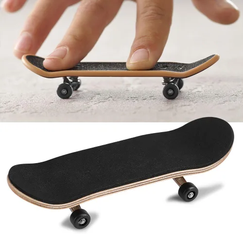 Miniatura 6 de Patineta de dedo de madera, rueda de rodamiento de stent, juguete novedoso para reducir la presión, regalos para niños (negro)