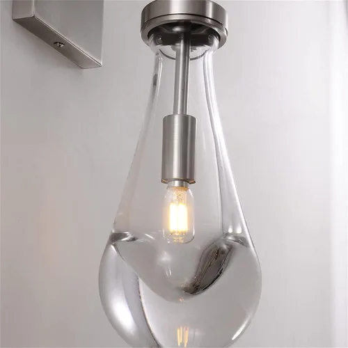 Miniatura 13 de Juego de dos apliques de pared, apliques de gota de lluvia de níquel, iluminación de pared para interiores, para dormitorio, aplique de baño