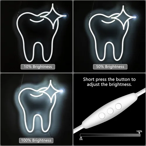 Miniatura 3 de Letrero de neón para decoración de dientes, luz de oficina dental, accesorios para dentistas, letreros LED regulables, letreros de neón sonríe, arte