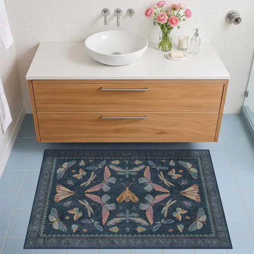 Miniatura 96 de Hazo Haus Alfombra de Baño Bohemia Lavable 2x3, Alfombras Pequeñas para Cocina, Tocador, Puerta Principal Entrada Interior, Antideslizante Pelo Bajo