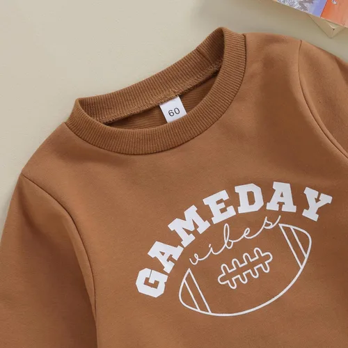 Miniatura 5 de MERSARIPHY Sudadera de fútbol para bebé, traje de manga larga con letras divertidas, ropa de otoño e invierno
