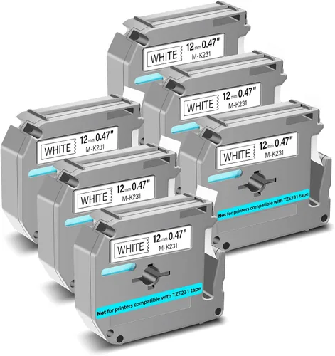 Miniatura 11 de GREENCYCLE Compatible con Brother M231 M-K231 MK231 M-231 MK231s Cinta de etiquetas no laminadas de 0.47 pulgadas 1/2 pulgadas x 26.2 pies