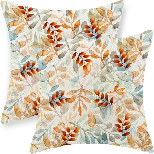 Miniatura 21 de Juego de 2 fundas de almohada de otoño de 16 x 16 pulgadas, diseño de calabaza azul y naranja, decoración de Acción de Gracias, decoración de otoño