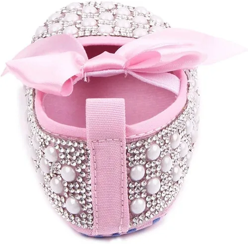 Miniatura 3 de Zapatos planos Mary Jane para bebés y niñas, con lazo brillante y diamantes de princesa, zapatos antideslizantes para cuna