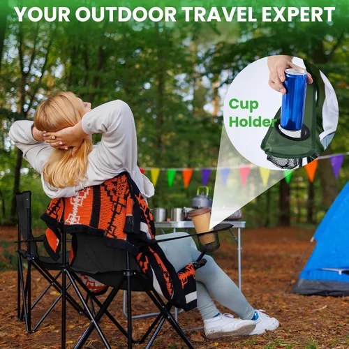 Miniatura 7 de 2 Pack Portable Camping Chairs Folding Lawn Chair Outdoor Lightweight Beach Chair with Cup Holder & Carry Bag for Outside Sports, Fishing, Hiking