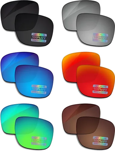 Bowyer 6 pares de lentes de repuesto polarizados para gafas de sol Oakley Holbrook XL OO9417 – negro + espejo de titanio + espejo azul surf + espejo