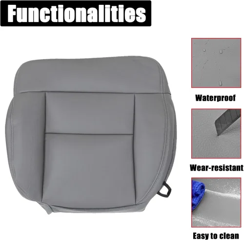 Miniatura 5 de NLQR Funda de asiento de microfibra de cuero de repuesto para lado del conductor delantero #QB gris ceniza medio compatible con Ford F150 Lariat
