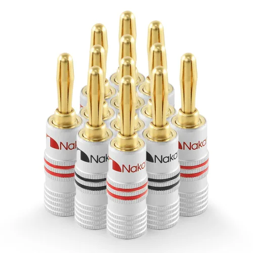 Miniatura 13 de Nakamichi Excel Series - Enchufes tipo banana chapados en oro de 24 quilates, calibre 18 AWG, tamaño de 0.157 in para altavoces, amplificador