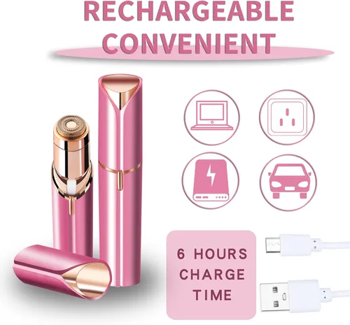Miniatura 3 de Removedor de vello facial para mujeres, como se ve en la televisión, afeitadora facial sin dolor, mini removedor de pelo, afeitadora eléctrica Rojo