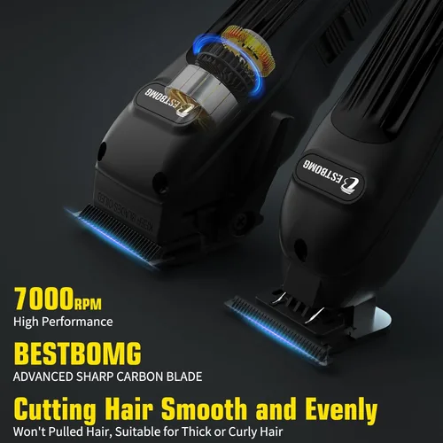 Miniatura 2 de BESTBOMG® Cortapelos profesional para hombres, juego de cortapelos y recortadora de peluquería profesional, cortapelos inalámbrico para hombres
