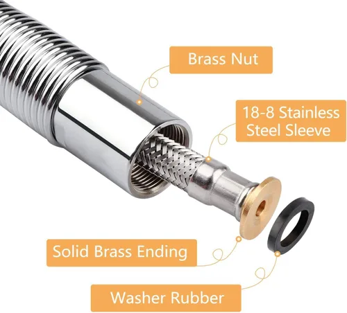 Miniatura 5 de Manguera de preenjuague de 44 pulgadas, kit de repuesto de manguera de acero inoxidable flexible para fregadero de cocina comercial en fregaderos