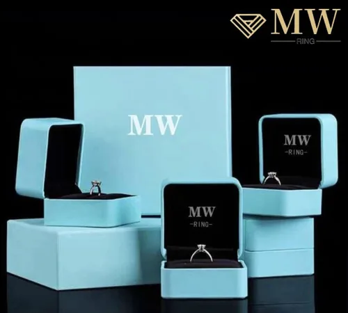 Miniatura 7 de Mwring PVD - Anillo de compromiso de moissanita para mujer, anillo de boda de plata de ley 925 con chapado en oro de 18 quilates, anillo