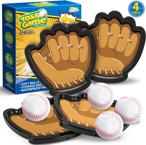 SpringFlower Juego de 4 pelotas para atrapar y lanzar, juego de pelota de béisbol para atrapar y lanzar para deportes al aire libre, patio, playa,