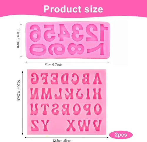 Miniatura 2 de 2 moldes de silicona grandes, 26 moldes de fondant con letras mayúsculas, del alfabeto número 0-9, molde de silicona para decoración de pasteles